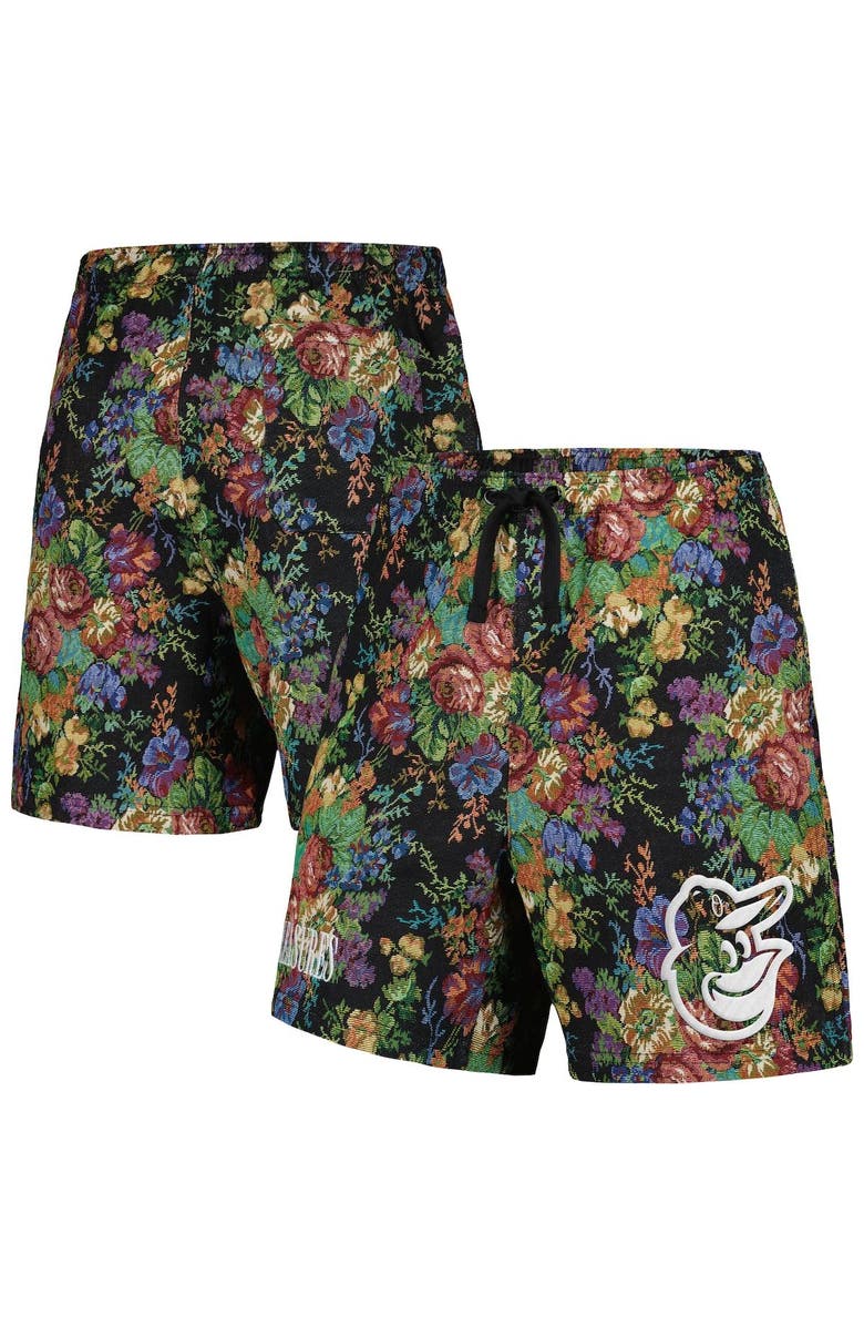 PLEASURES Men's PLEASURES  Black Baltimore Orioles Floral Shorts, Alternate, color, 