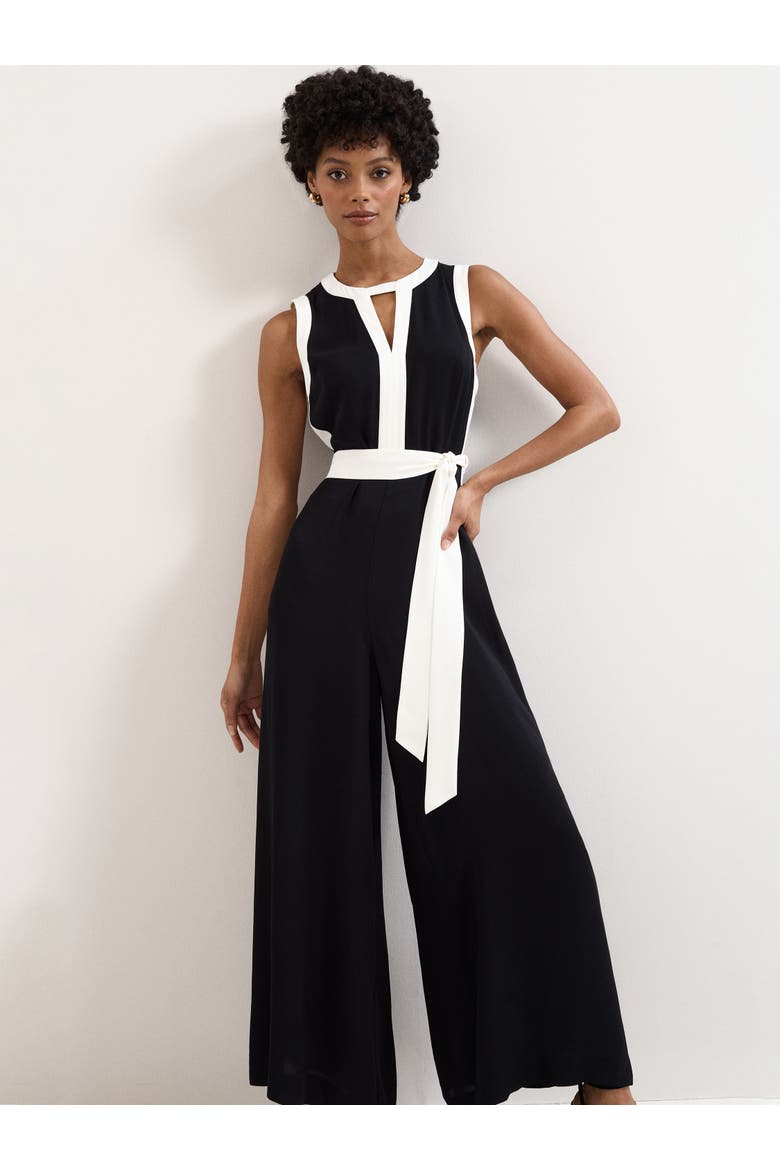 Elowen Wide Leg Jumpsuit, Alternate, color, Black/Ivory