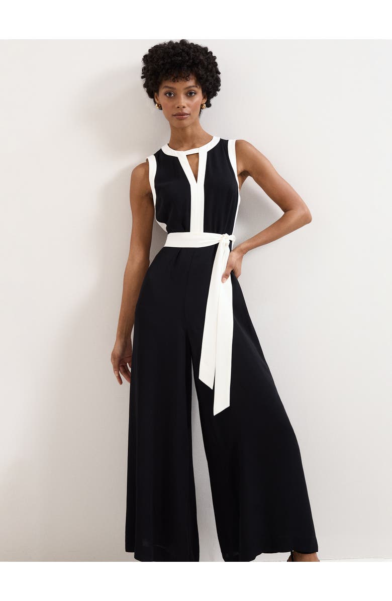 Phase Eight Elowen Wide Leg Jumpsuit, Alternate, color, Black/Ivory