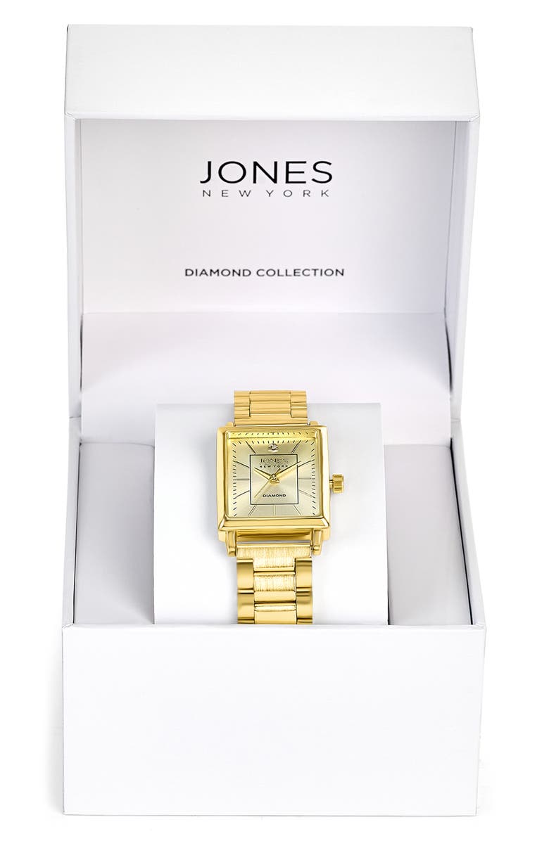 Jones New York Diamond Bracelet Watch, 24mm x 27mm, Alternate, color, Gold