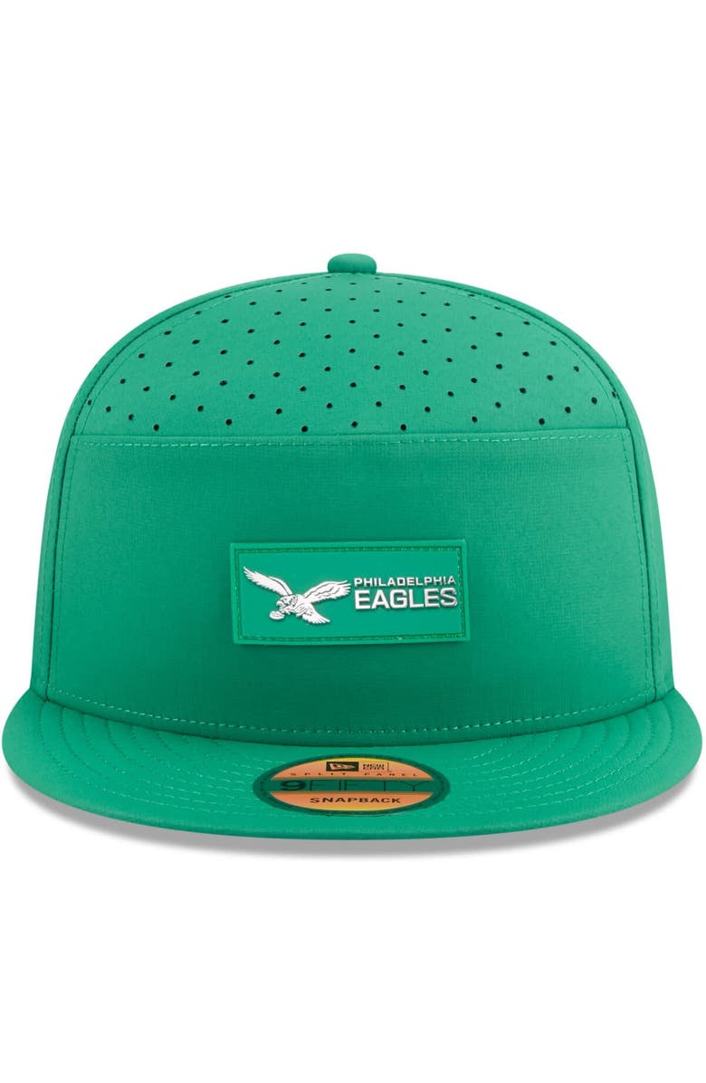 New Era Men's New Era Kelly Green Philadelphia Eagles 2025 Sideline Throwback Split Panel 9FIFTY Snapback Hat, Alternate, color, 