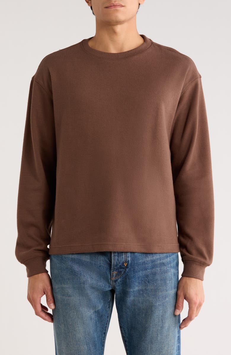 DENIM AND FLOWER Knit Sweatshirt, Main, color, Brown