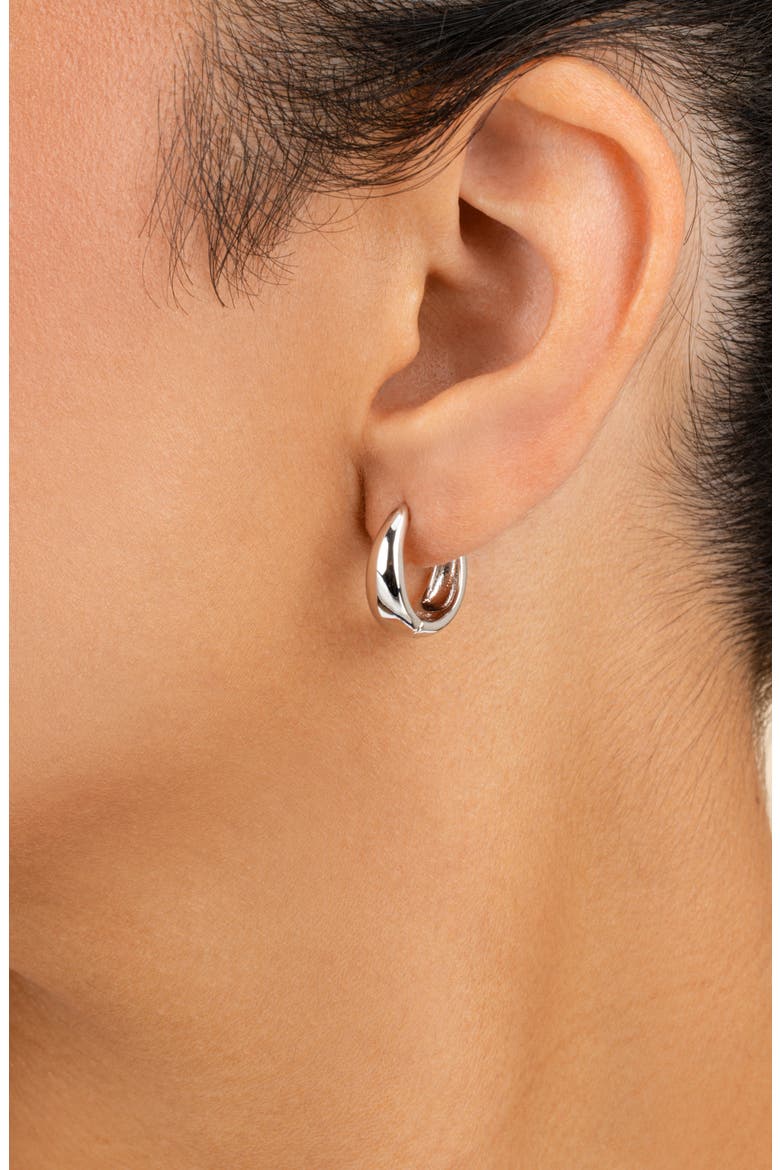 Lavina Polished Huggie Hoop Earrings, Alternate, color, SILVER