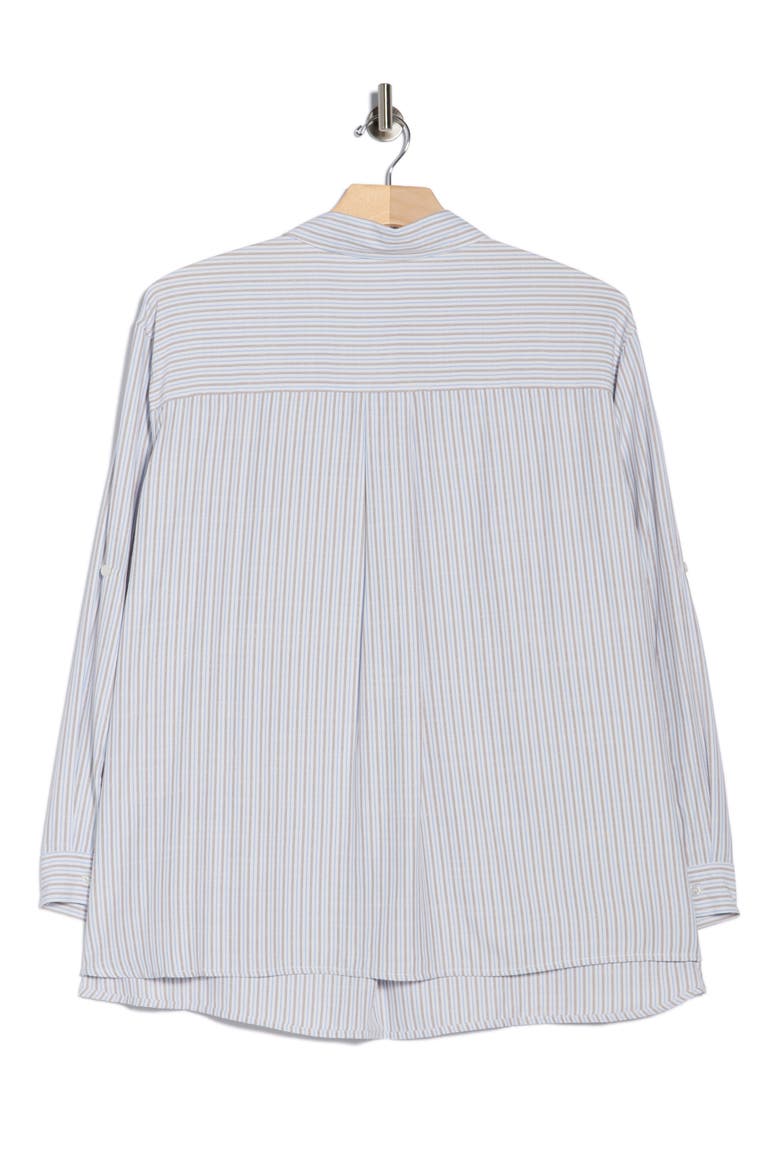 Stripe Popover Tunic, Alternate, color, WHITE/ BROWN/ BLUE STRIPE