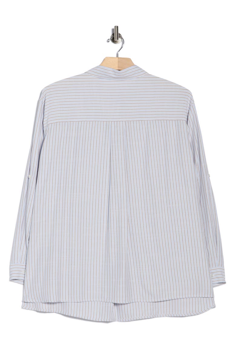 MAX STUDIO Stripe Popover Tunic, Alternate, color, White/ Brown/ Blue Stripe