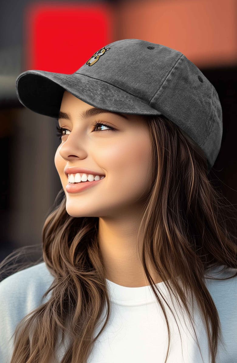 Dalix Leaping Corgi Embroidered Cap, Alternate, color, Washed Black