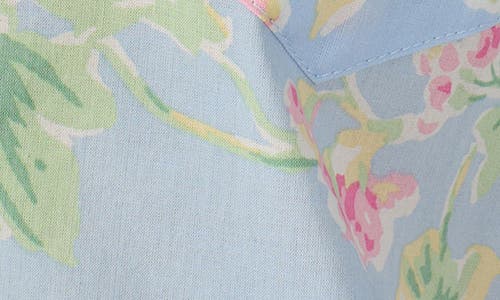 Shop Ralph Lauren Lauren Floral Short Sleeve Crop Pajamas In Blue/floral