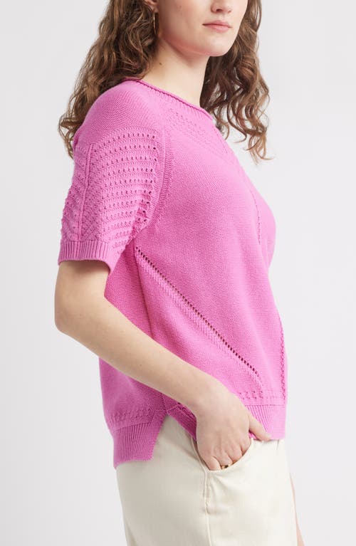Treasure & Bond Pointelle Short Sleeve Cotton Sweater