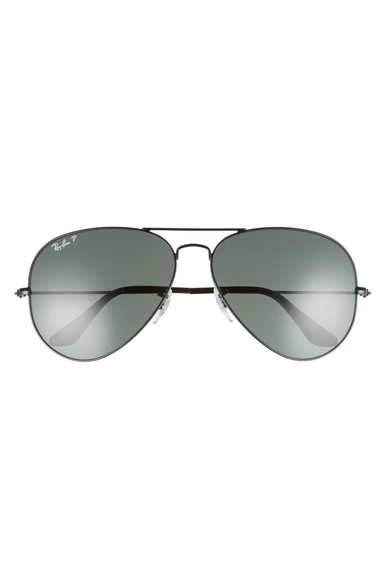 Original 62mm Polarized Aviator Sunglasses, Main, color, BLACK/ POLARIZED