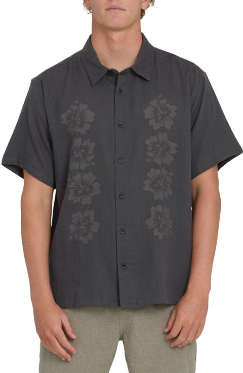 Cordoba Regular Fit Hibiscus Short Sleeve Knit Button-Up Shirt