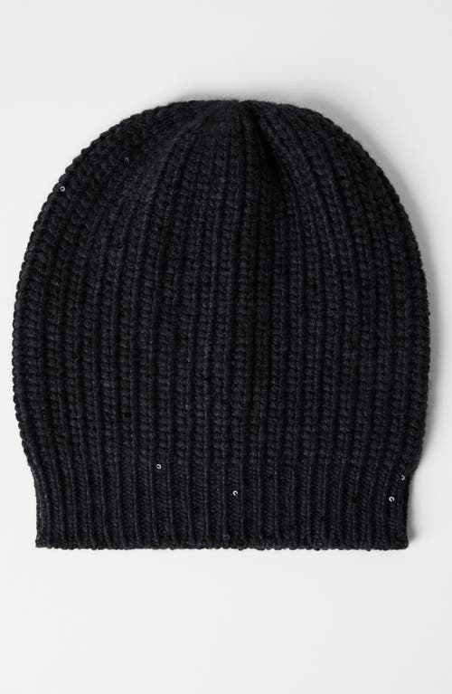 Brunello Cucinelli Cashmere And Silk Beanie In Lignite Grey
