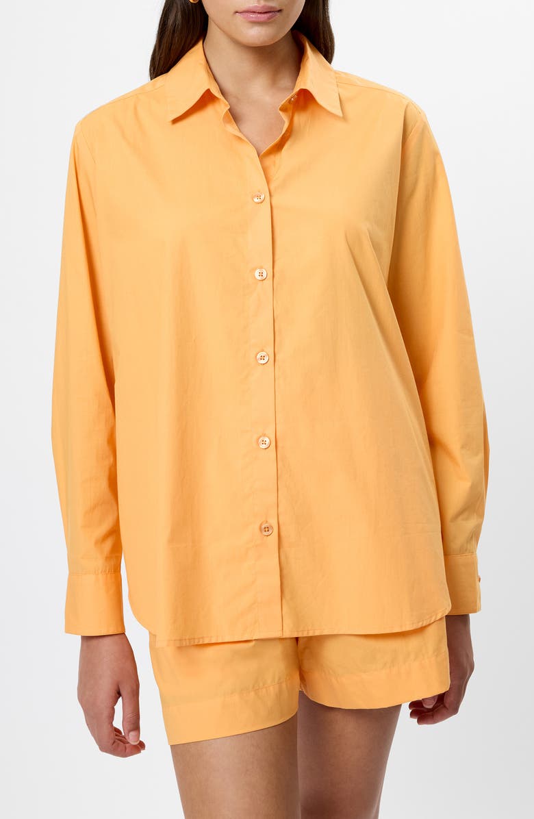 French Connection Rhodes Poplin Button-Up Shirt, Main, color, Clementine