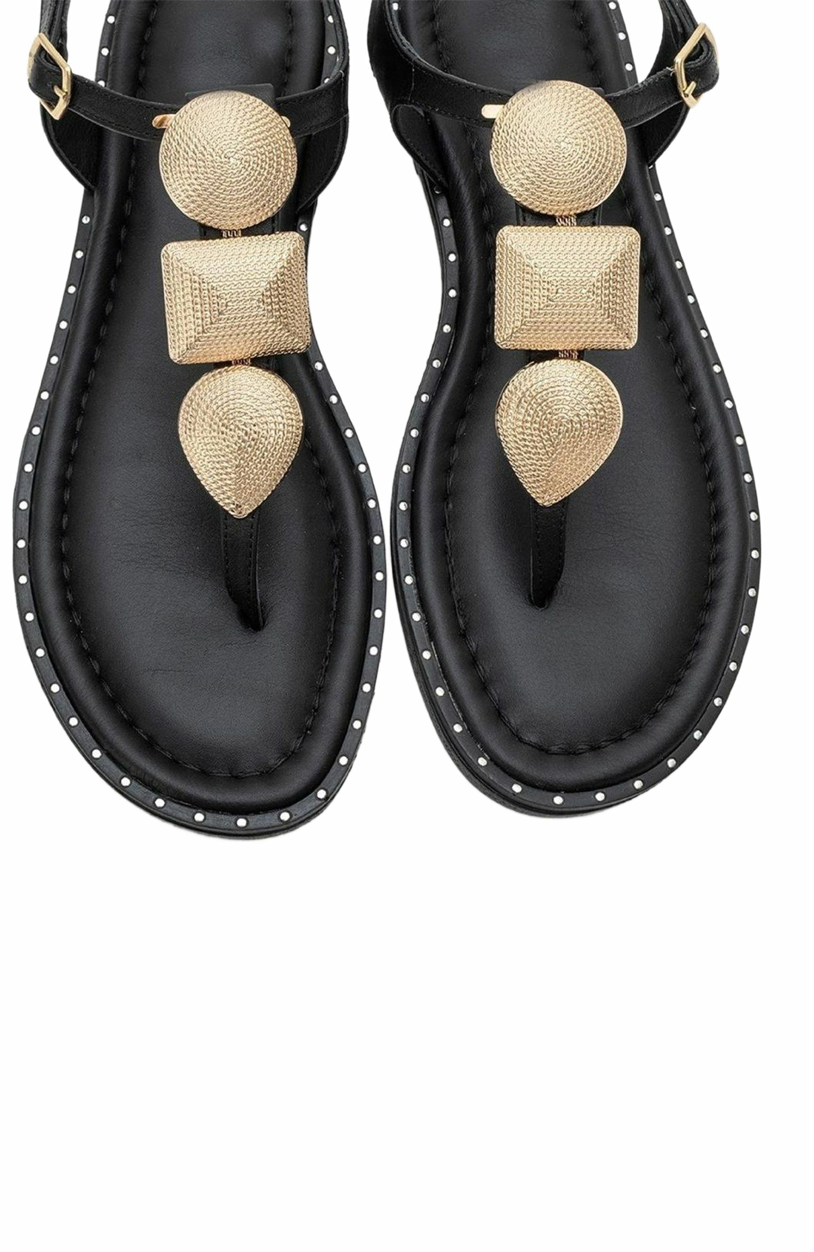 Forever & Always Shoes Giulia Leather Flat Sandal, Alternate, color, Black Leather