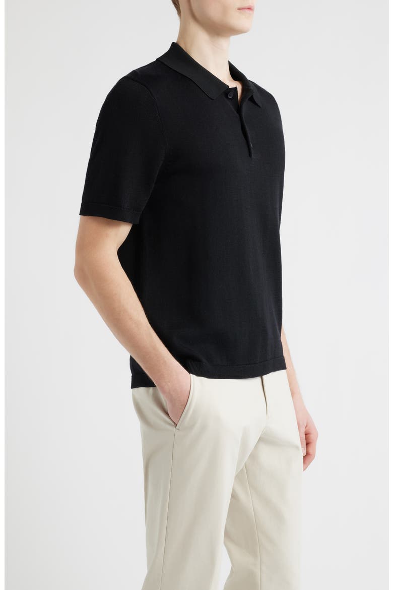 Solid Cotton Blend Polo Sweater, Alternate, color, BLACK
