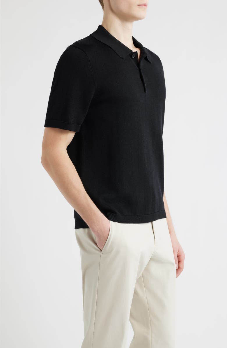 Open Edit Solid Cotton Blend Polo Sweater, Alternate, color, Black