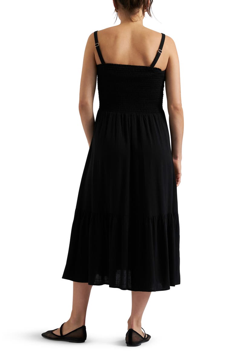 Blair Shirred Dress, Alternate, color, BLACK