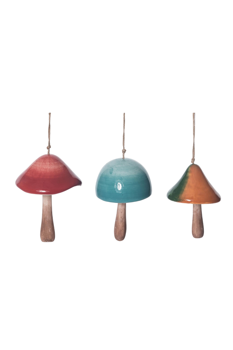 Ceramic Small Mushroom Bell Set of 3, Main, color, Multicolored