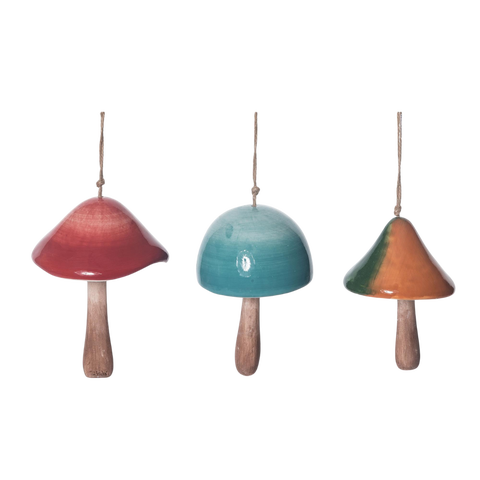 Ceramic Small Mushroom Bell Set of 3