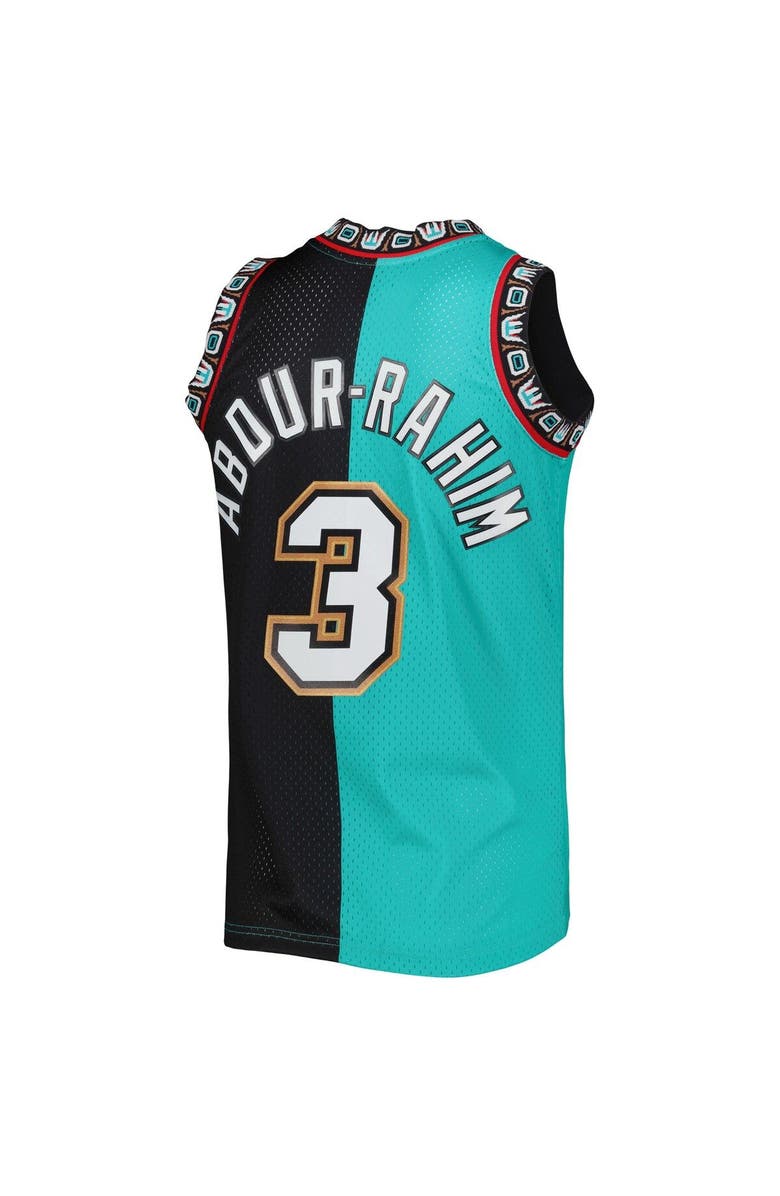 Mitchell & Ness Men's Mitchell & Ness Shareef Abdur-Rahim Turquoise/Black Vancouver Grizzlies Hardwood Classics 1996/97 Split Swingman Jersey, Alternate, color, 