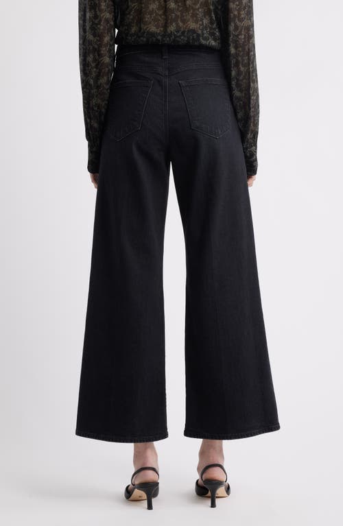 Paige Anessa Raw Hem High Waist Ankle Wide Leg Jeans In Black