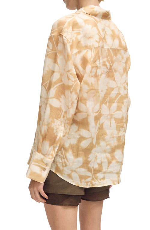 Shop Mango Floral Ramie Button-up Shirt