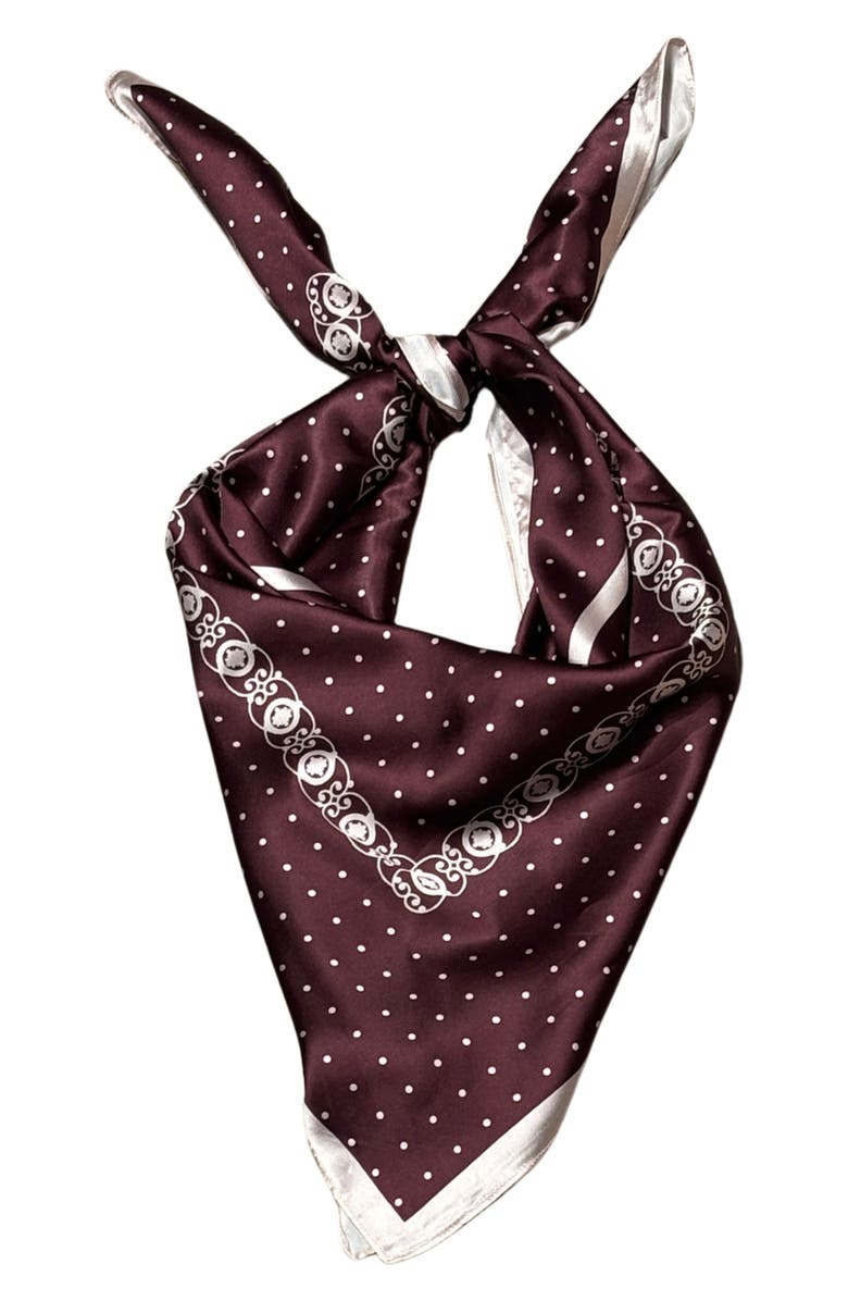 MARCUS ADLER Geometric Print Satin Scarf, Alternate, color, Brown