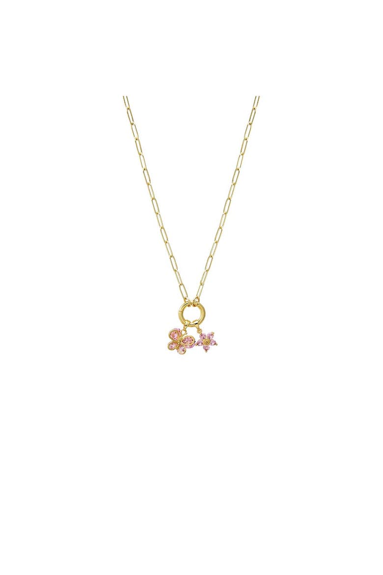 Pink Blossom Charm Paperclip Clicker Necklace, Main, color, Pink