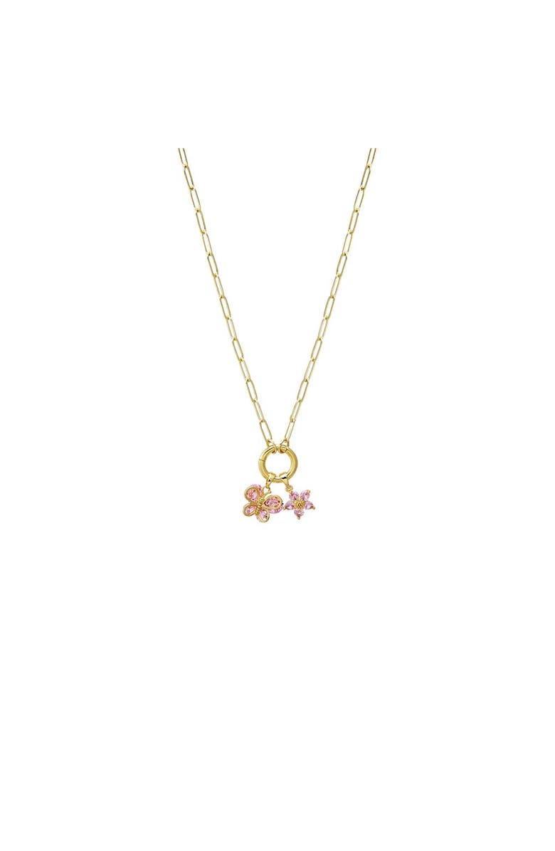 BY ADINA EDEN Pink Blossom Charm Paperclip Clicker Necklace, Main, color, Pink