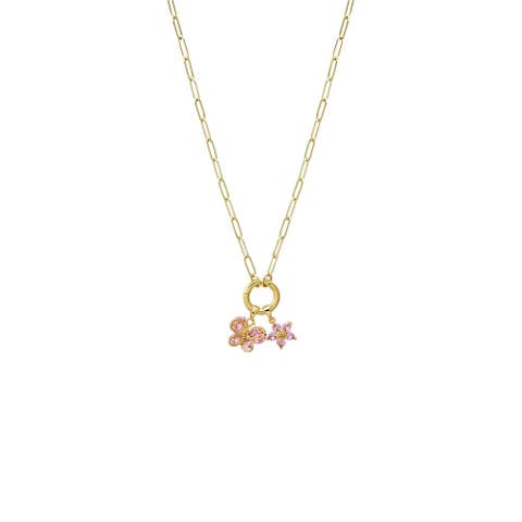 Pink Blossom Charm Paperclip Clicker Necklace