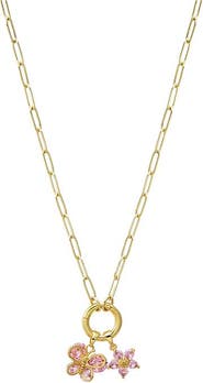 BY ADINA EDEN Pink Blossom Charm Paperclip Clicker Necklace