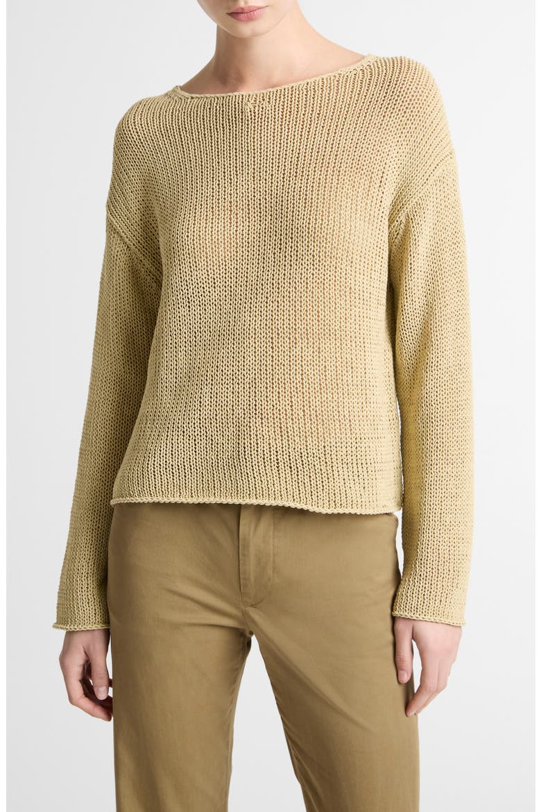 Open Knit Boat Neck Sweater, Main, color, MAIZ