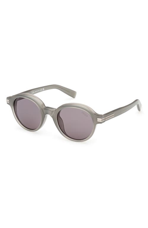 Zegna Men's Round Acetate Sunglasses In Shiny Milky Grey