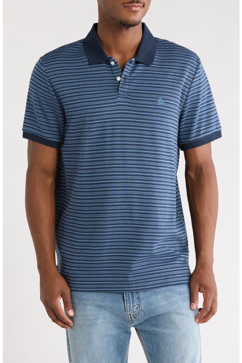 Mini Cotton Jacquard Polo, Main, color, 413 DARK SAPPHIRE