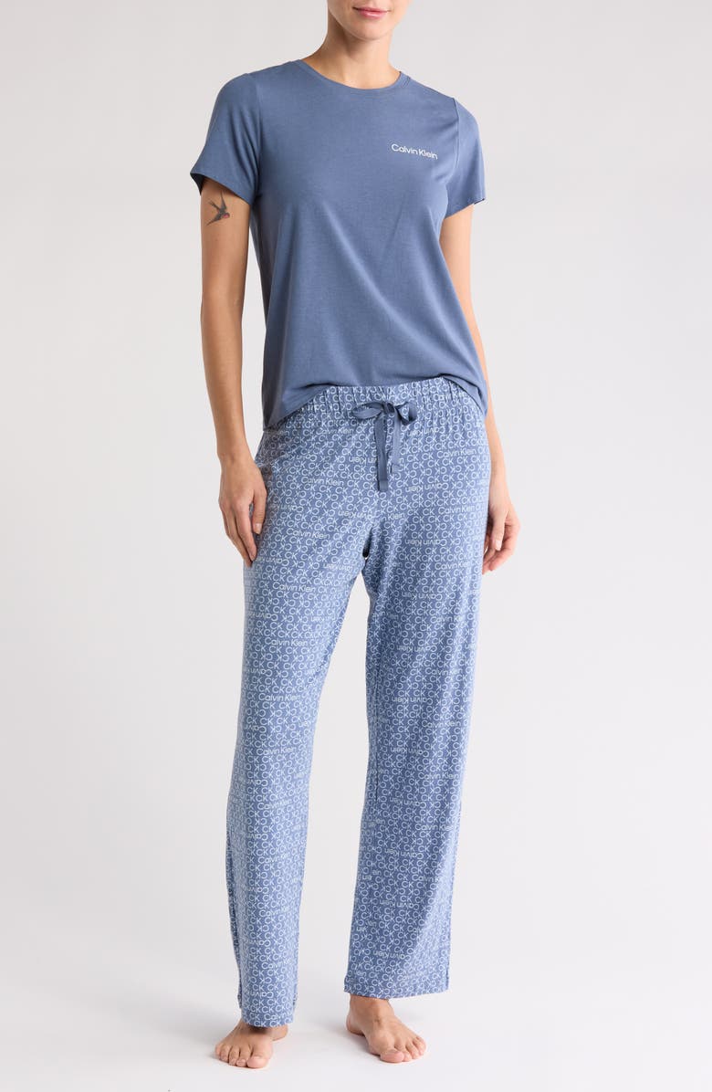 Calvin Klein Soft Slumber Short Sleeve Top & Pants Pajamas, Main, color, 