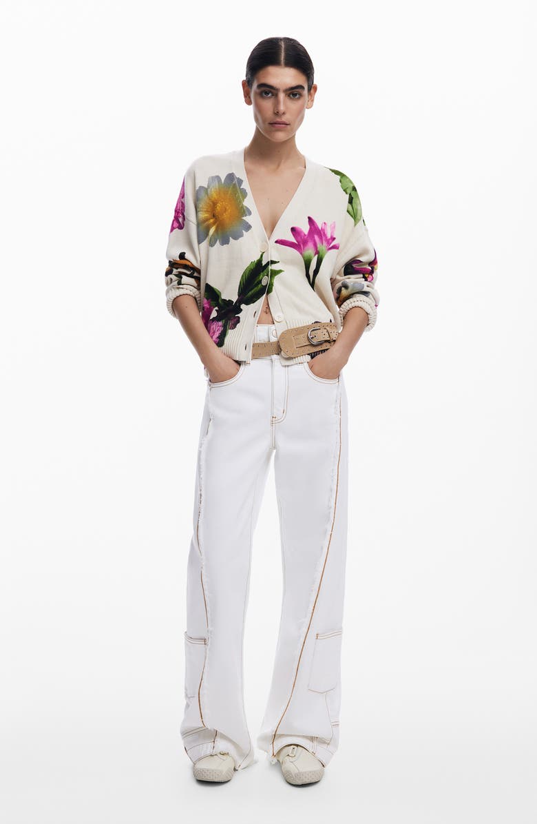 Desigual Floral Print Cardigan, Alternate, color,