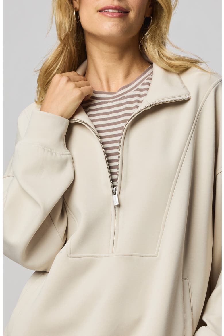 ScubaSoft Quarter Zip Sweater, Alternate, color, PALE OAK WHITE