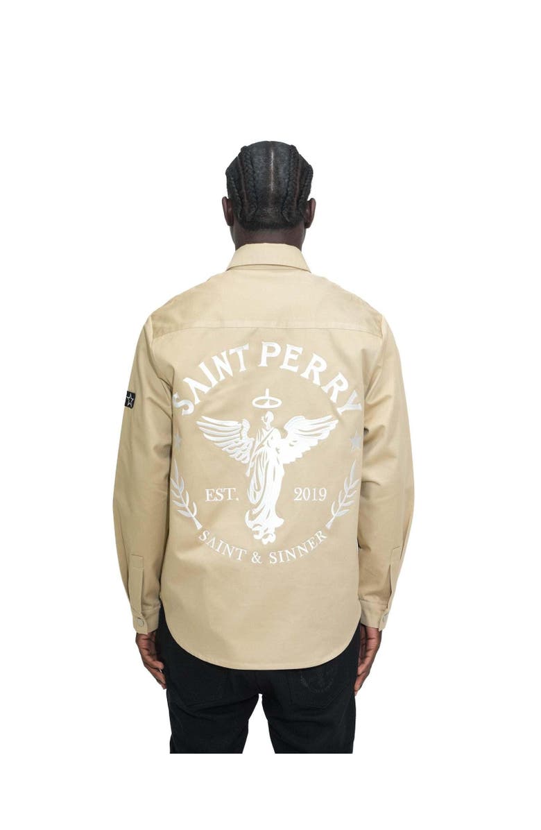 SAINT PERRY Maze Denim Shirt, Alternate, color, Beige
