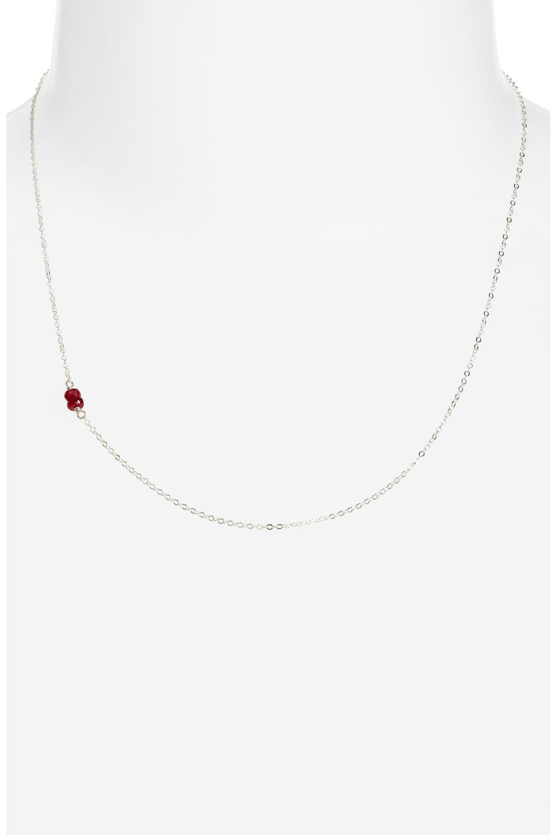 Semiprecious Stone Station Chain Necklace, Alternate, color, RUBY STERLING SILVER