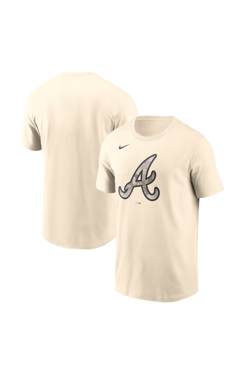 Nike Men's Nike Cream Atlanta Braves Camo Logo T-Shirt, Alternate, color, 