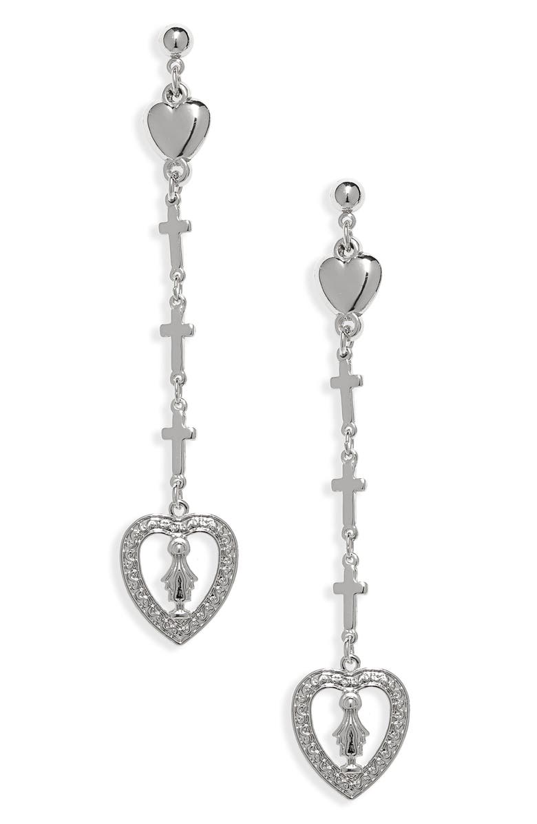 Jonesy Wood Waverly Cross & Heart Earrings, Main, color, 