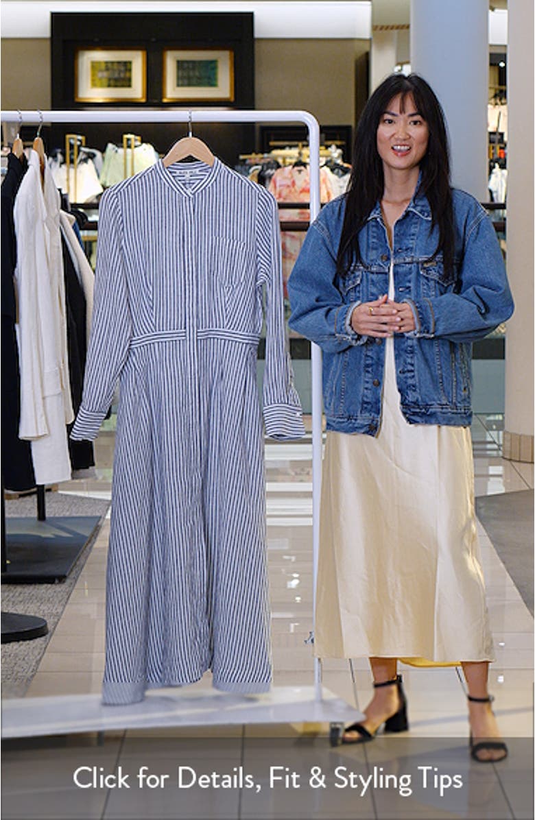 Isabella Long Sleeve Stripe Linen Shirtdress, sales video thumbnail