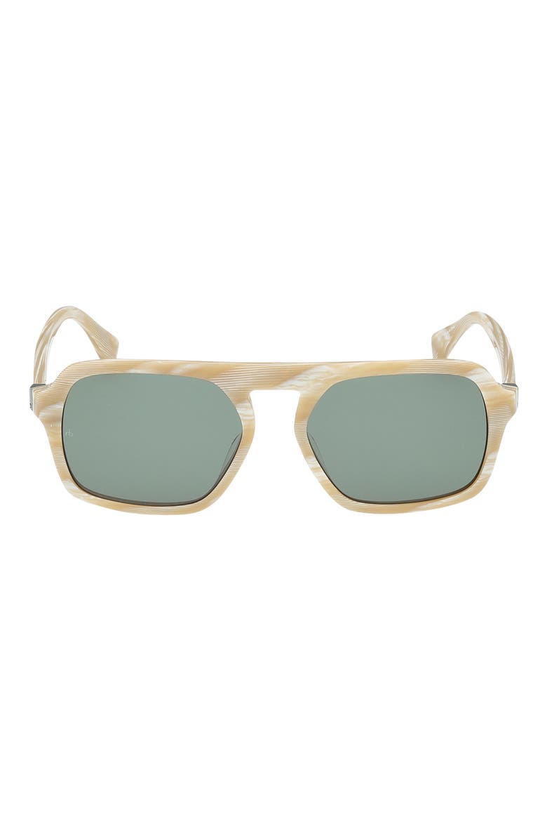 55mm Square Sunglasses, Main, color, SHINY BONE HORN GREEN LENSES