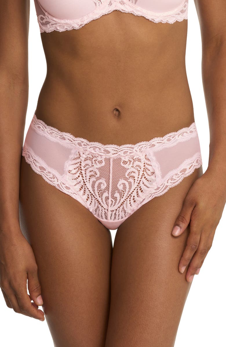 Natori Feathers Hipster Briefs, Main, color, Pink Sky