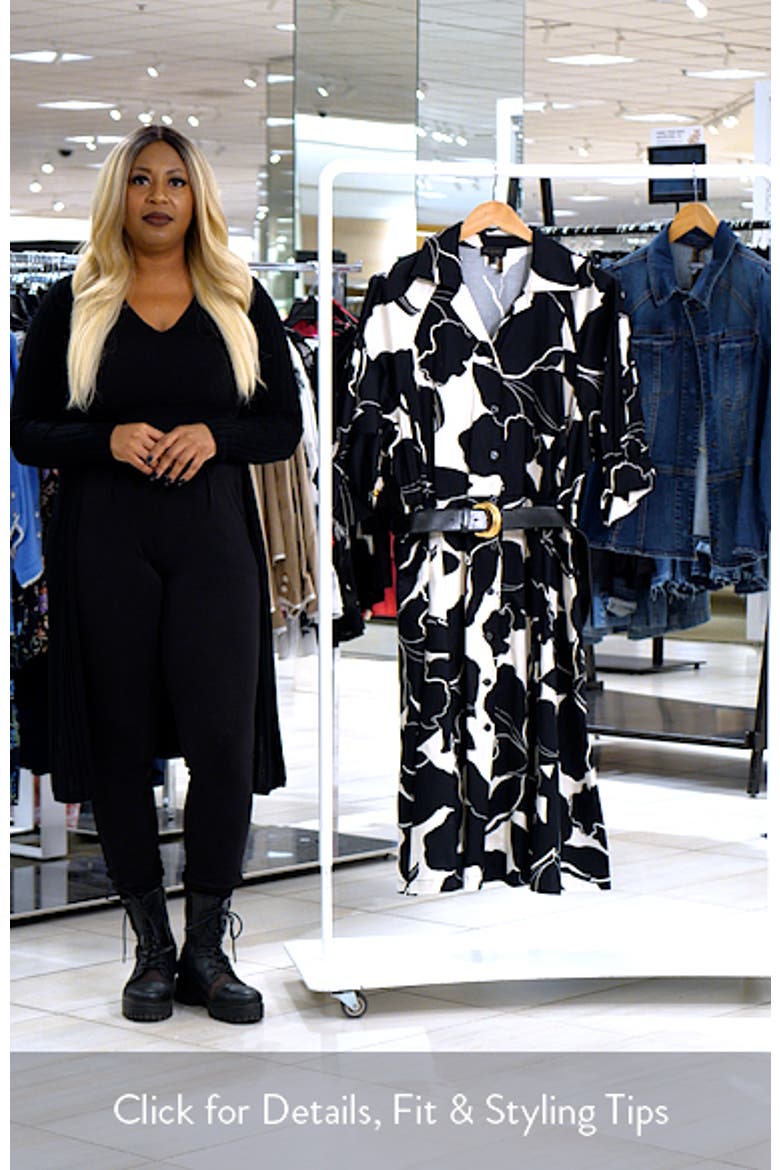 Printed Belted Midi Shirtdress video