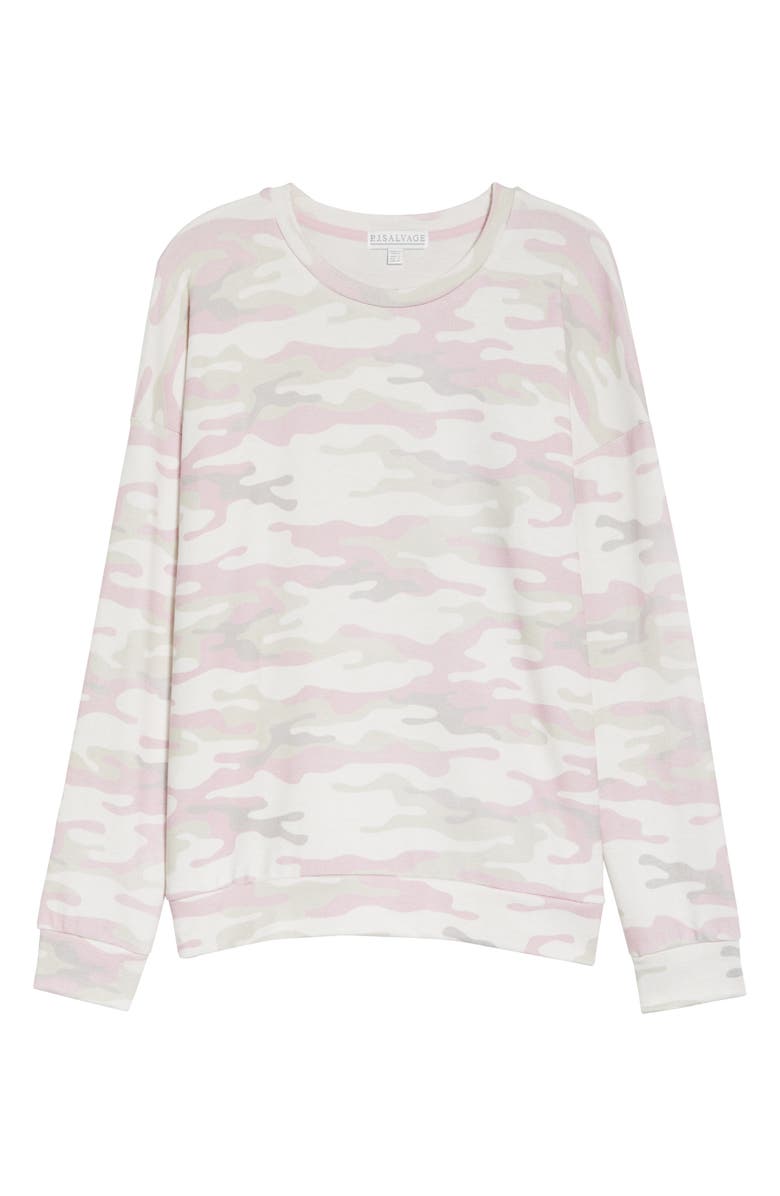 PJ Salvage Peachy Party Camouflage Pajama Top, Alternate, color,