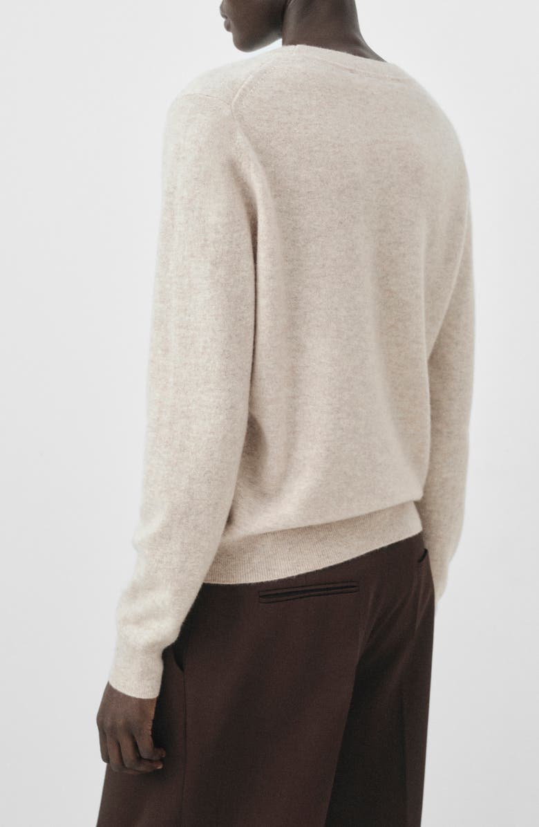 MANGO Selection Crewneck Cashmere Sweater, Alternate, color, Light Beige/ Pastel Grey