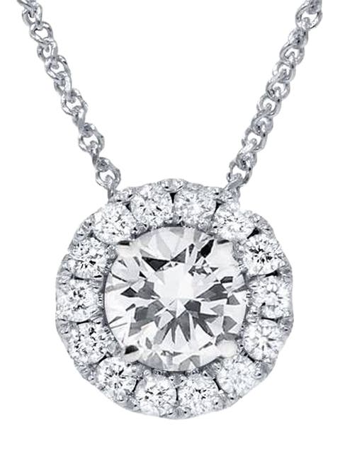 Certified 3Ct Halo Diamond Solitaire Pendant 14k Gold Lab Grown Necklace