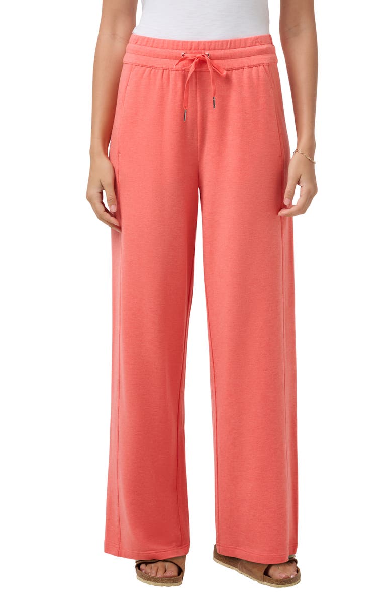 TravisMathew Cloud French Terry Wide Leg Pants, Main, color, Heather Porcelain Rose