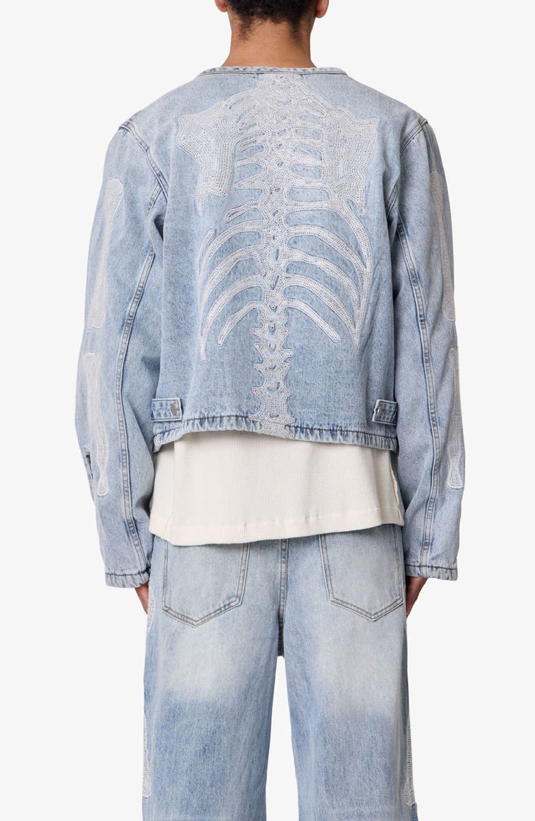 mnml Skeleton Denim Moto Jacket, Alternate, color, 