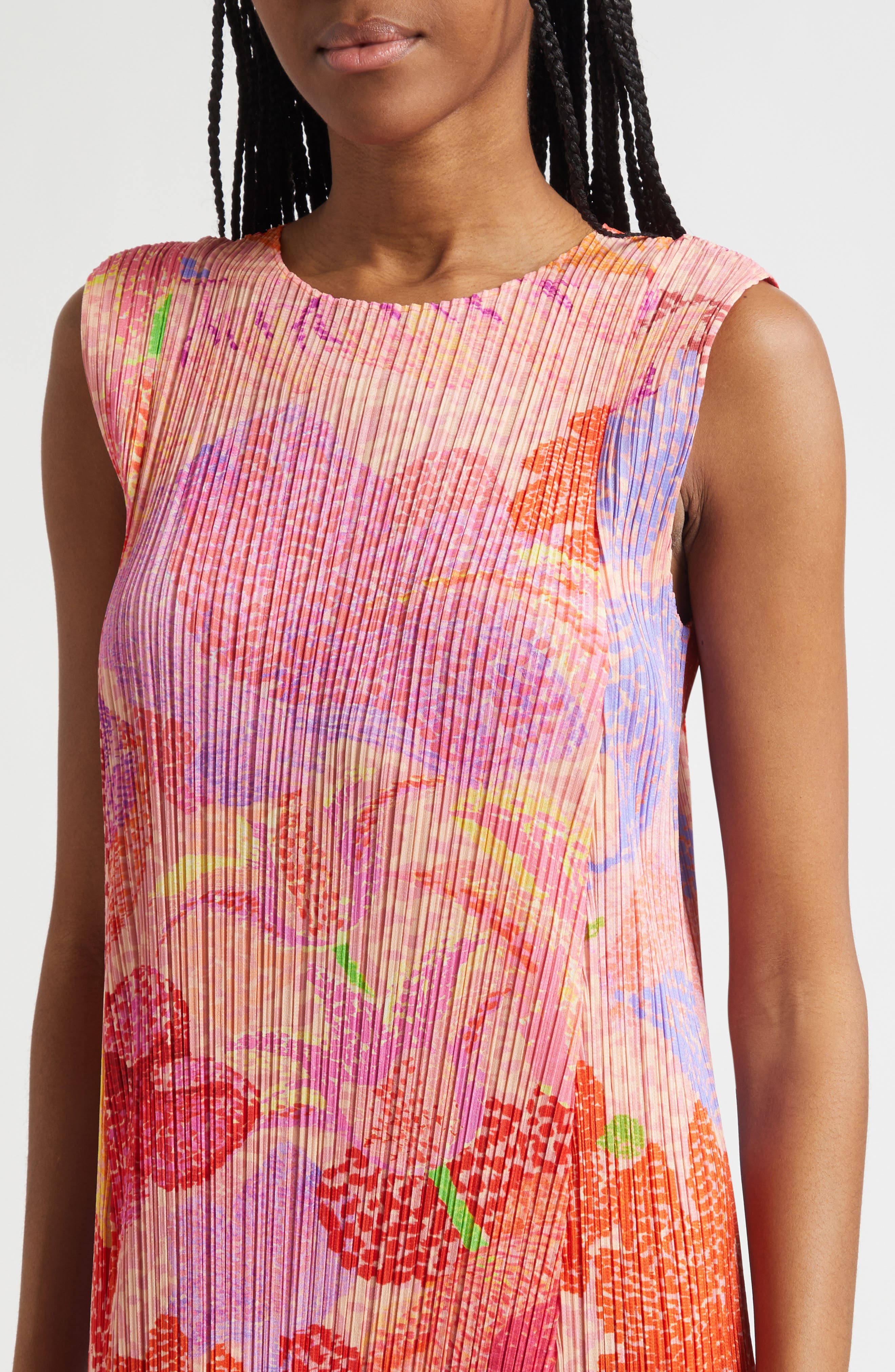 Pleats Please Issey Miyake Foggy Forest Pleated Midi Dress (Women